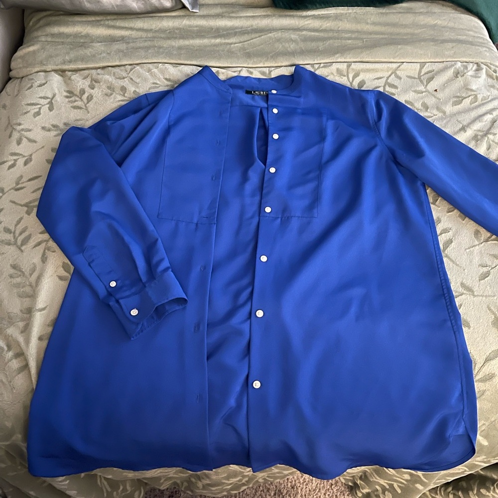RALPH LAUREN Royal Blue Button Up Blouse